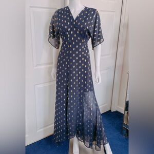 Hutch navy and gold wrap maxi dress size 1X